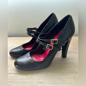 Kate Spade Mary Jane Black Leather Heels 8